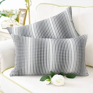 🆕2 Pack Geometric Stripe Throw Pillow Covers Rectangular Decorative Cases 12X20